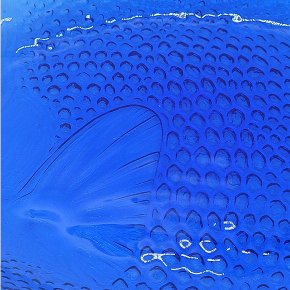 Arcoroc France Blue Glass Poisson Fish Shape Two Plates - Picture 7 of 10